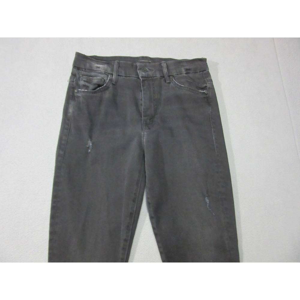 Mother Jeans Womens 27 Black High Waisted Looker Raw Hem Distressed USA - Picture 9 of 16